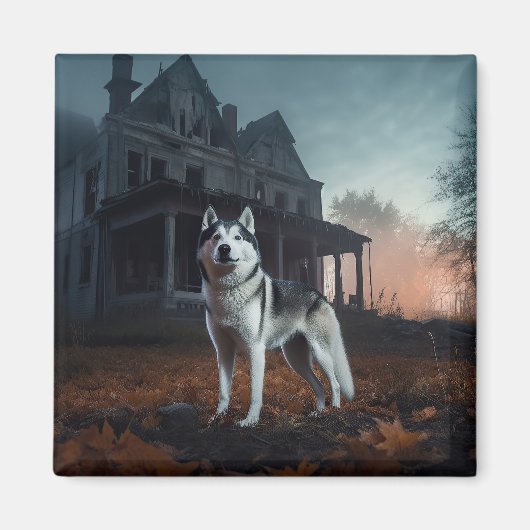Siberische Husky Halloween eng Magneet (Voorkant)
