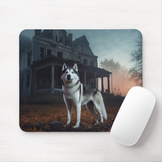 Siberische Husky Halloween eng Muismat (Met muis)
