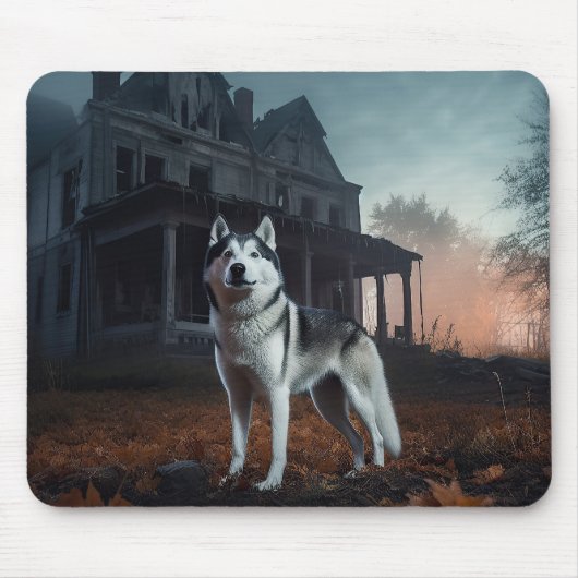 Siberische Husky Halloween eng Muismat (Voorkant)