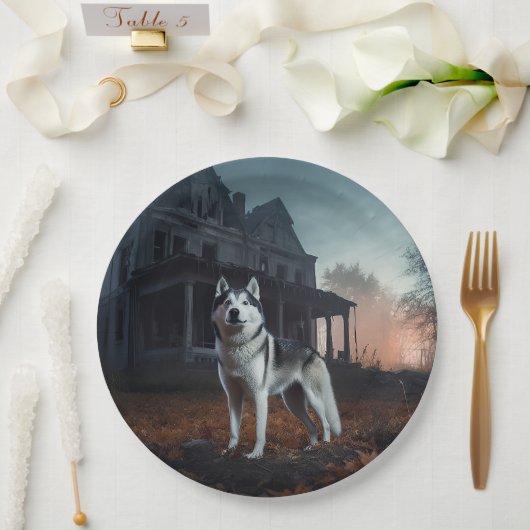 Siberische Husky Halloween eng Papieren Bordje (Huwelijk)