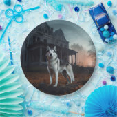 Siberische Husky Halloween eng Papieren Bordje (Feest)