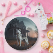 Siberische Husky Halloween eng Papieren Bordje (Feest)