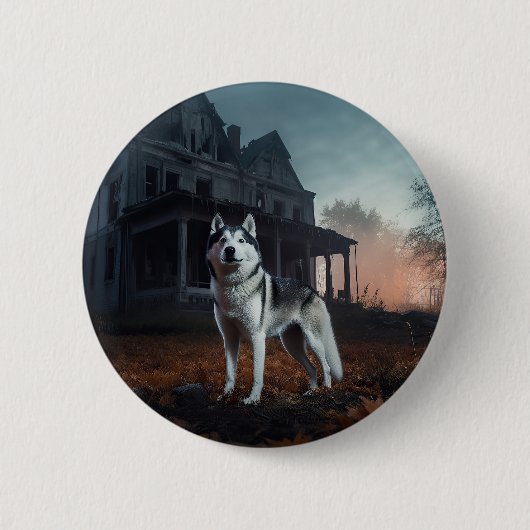Siberische Husky Halloween eng Ronde Button 5,7 Cm (Voorkant)
