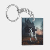 Siberische Husky Halloween eng Sleutelhanger (Voorkant Links)