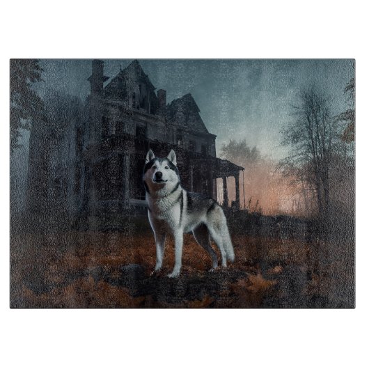 Siberische Husky Halloween eng Snijplank (Voorkant)