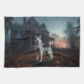 Siberische Husky Halloween eng Theedoek (Horizontaal)