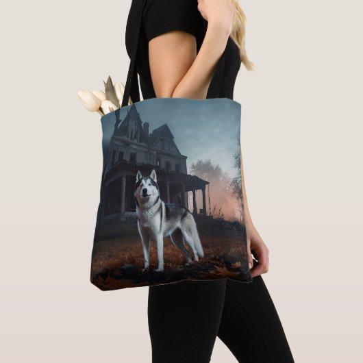 Siberische Husky Halloween eng Tote Bag (Dichtbij)