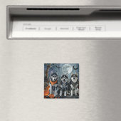 Siberische Husky Halloween Griezels Magneet (Insitu (Vaatwasser))