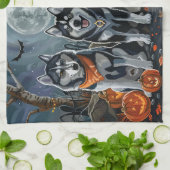 Siberische Husky Halloween Spokengeest Theedoek (Gevouwen)