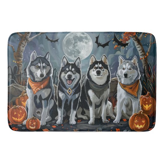 Siberische Husky Halloween Spooky Badmat (Voorkant)