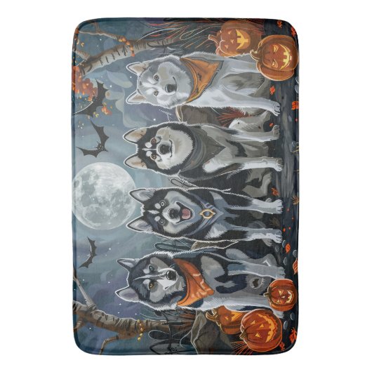 Siberische Husky Halloween Spooky Badmat (Voorkant Verticaal)