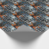 Siberische Husky Halloween Spooky Cadeaupapier (Hoek)