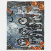 Siberische Husky Halloween Spooky Fleece Deken (Voorkant)