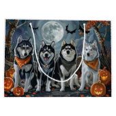 Siberische Husky Halloween Spooky Groot Cadeauzakje (Achterkant)