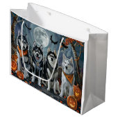 Siberische Husky Halloween Spooky Groot Cadeauzakje (Voorkant Gekanteld)
