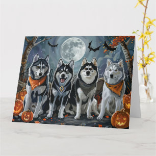 Siberische Husky Halloween Spooky Kaart