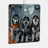 Siberische Husky Halloween Spooky Keramisch Ornament (Rechts)