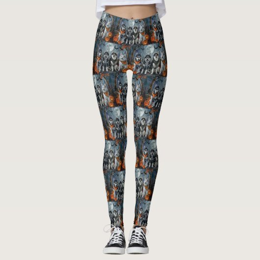 Siberische Husky Halloween Spooky Leggings (Voorkant)
