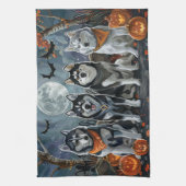 Siberische Husky Halloween Spooky Theedoek (Verticaal)