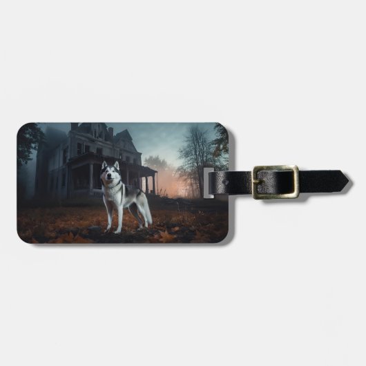 Siberische Husky Halloween Verschrikkelijk Bagagelabel (Voorkant horizontaal)