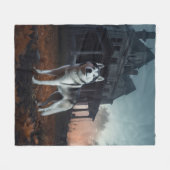 Siberische Husky Halloween Verschrikkelijk Fleece Deken (Voorkant (Horizontaal))