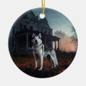 Siberische Husky Halloween Verschrikkelijk Keramisch Ornament (Voorkant)