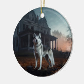Siberische Husky Halloween Verschrikkelijk Keramisch Ornament (Links)