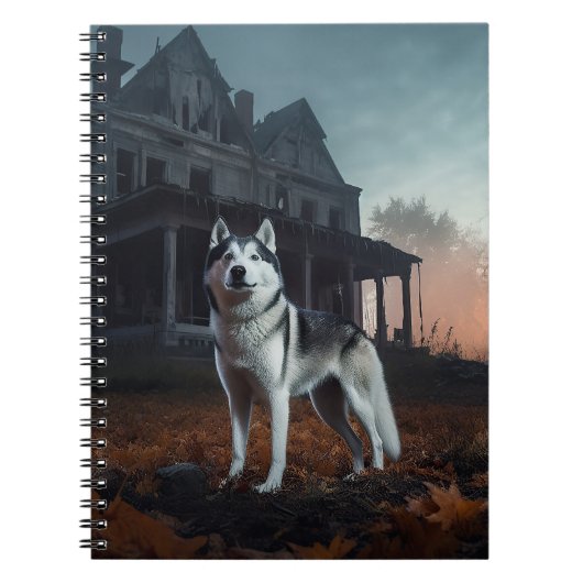 Siberische Husky Halloween Verschrikkelijk Notitieboek (Voorkant)