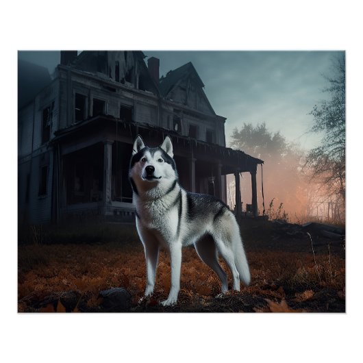 Siberische Husky Halloween Verschrikkelijk Perfect Poster (Voorkant)