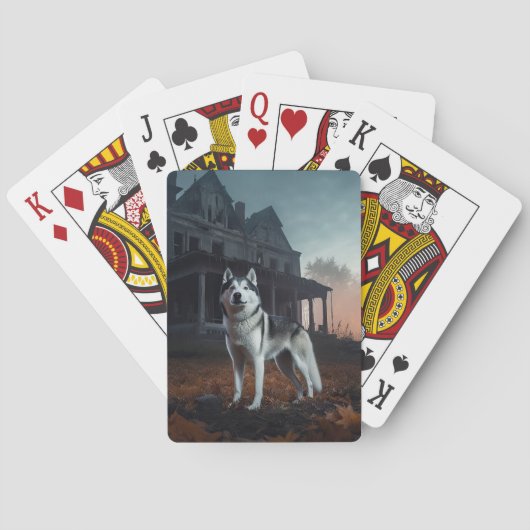 Siberische Husky Halloween Verschrikkelijk Pokerkaarten (Achterkant)