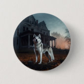 Siberische Husky Halloween Verschrikkelijk Ronde Button 5,7 Cm (Voorkant)