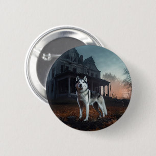 Siberische Husky Halloween Verschrikkelijk Ronde Button 5,7 Cm