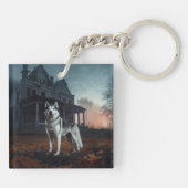 Siberische Husky Halloween Verschrikkelijk Sleutelhanger (Achterkant)
