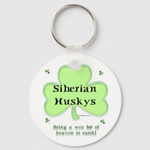 Siberische Husky Hemel; Husky St. Patrick's Day Sleutelhanger