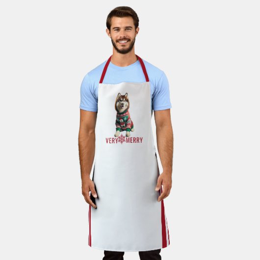 Siberische Husky Holiday All-Over Print Schort (Gedragen)