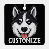 Siberische Husky Hond Aangepaste Naam Memorial Ker Metalen Ornament (Achterkant)