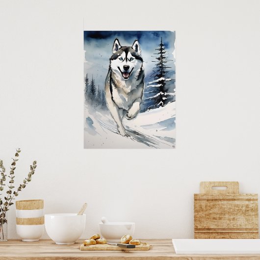 Siberische Husky - Hond Art Print (Keuken)