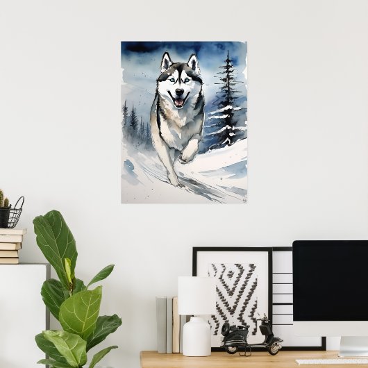 Siberische Husky - Hond Art Print (Thuiskantoor)
