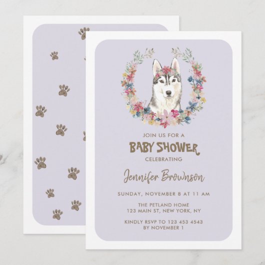 Siberische Husky-hond babyfeest Kaart (Voorkant / Achterkant)