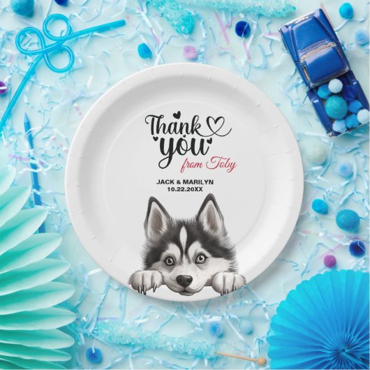 Siberische Husky hond bruiloft dank u Papieren Bordje (Feest)