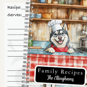 Siberische Husky-hond Chef Spiraalreceptenboek Notitieboek