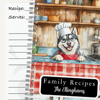 Siberische Husky-hond Chef Spiraalreceptenboek Notitieboek