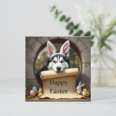 Siberische Husky hond en de boodschap Feestdagenkaart (Staand voorkant)