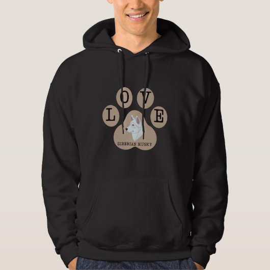 Siberische Husky Hond En Liefde Teken Op Latte Bro Hoodie (Voorkant)