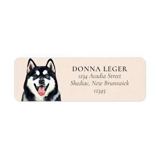 Siberische Husky hond gepersonaliseerd adres Etiket (Voorkant)