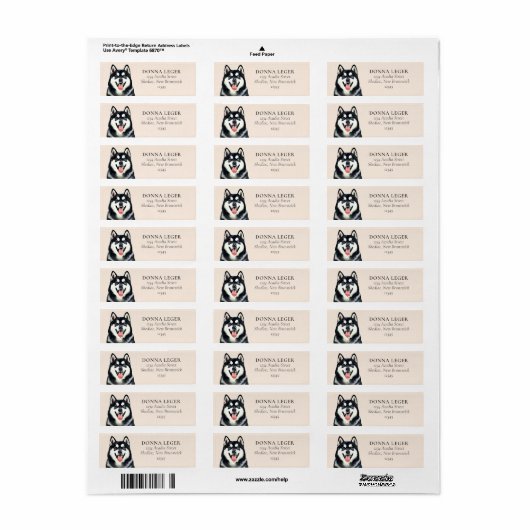 Siberische Husky hond gepersonaliseerd adres Etiket (Full Sheet)