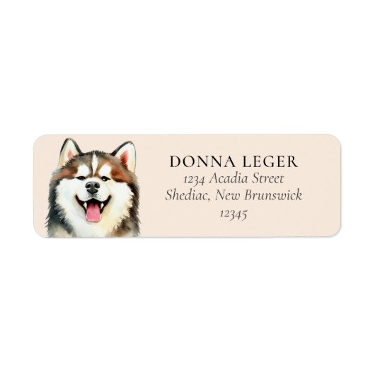 Siberische Husky hond gepersonaliseerd adres Etiket (Voorkant)