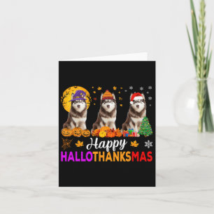 Siberische Husky Hond Halloween Kerst Hallobedankt Kaart