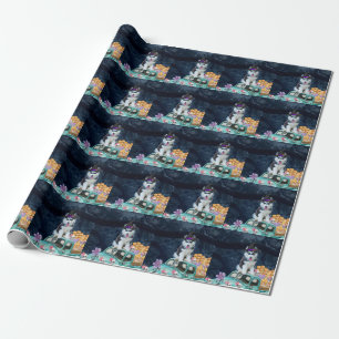 Siberische Husky Hond Halloween Truck Schrik Nacht Cadeaupapier