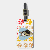 Siberische Husky Hond Hart Paws Print Bagagelabel (Voorkant verticaal)